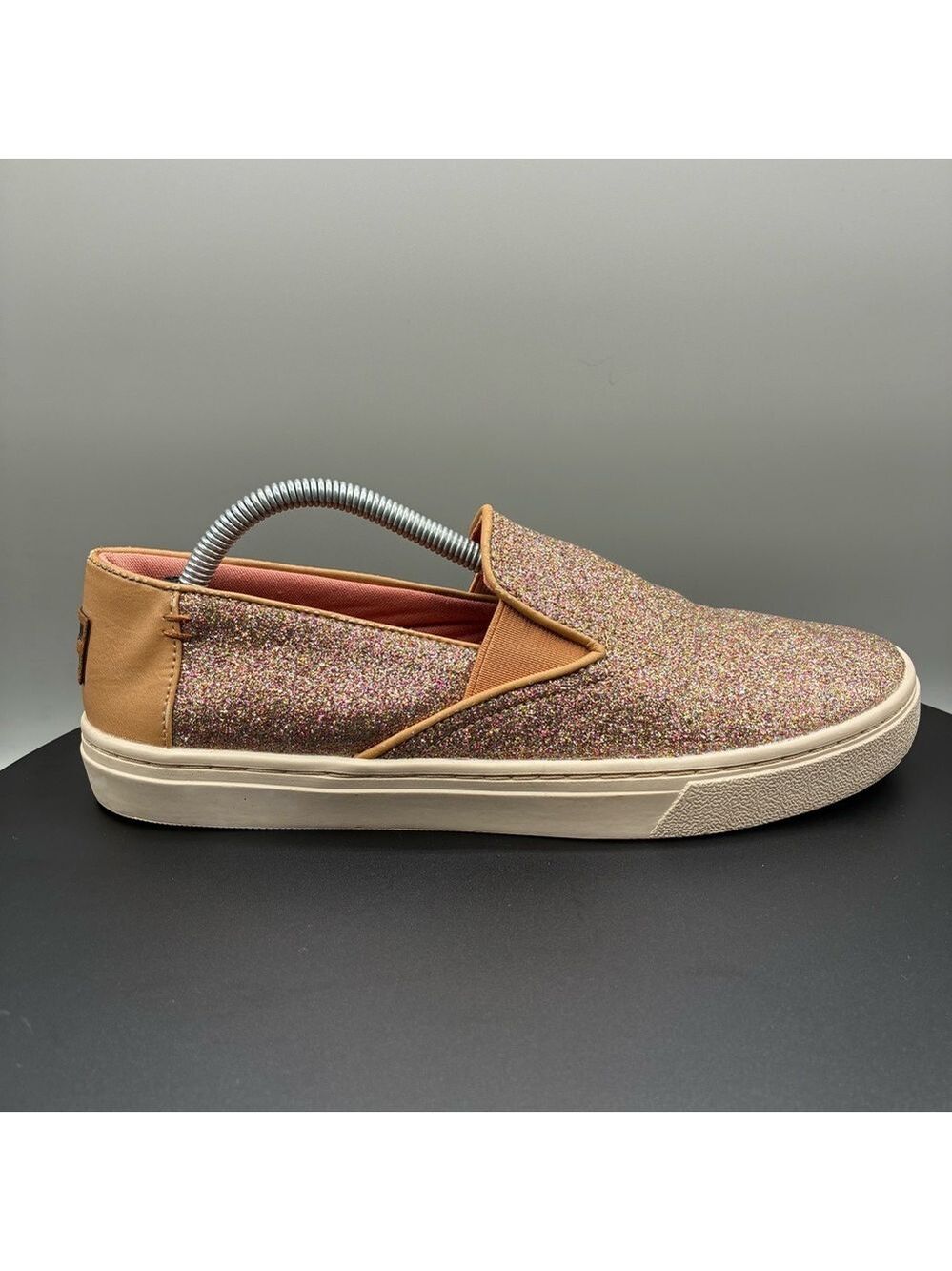 Toms Luca Gold Iridescent Glimmer Shoes Youth 5 Slip On Sneakers